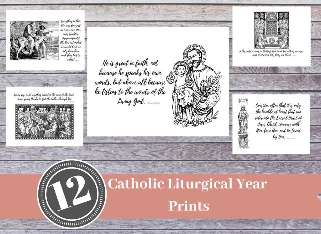 Catholic Liturgical Year Monthly Devotion Prints - elizabeth clare