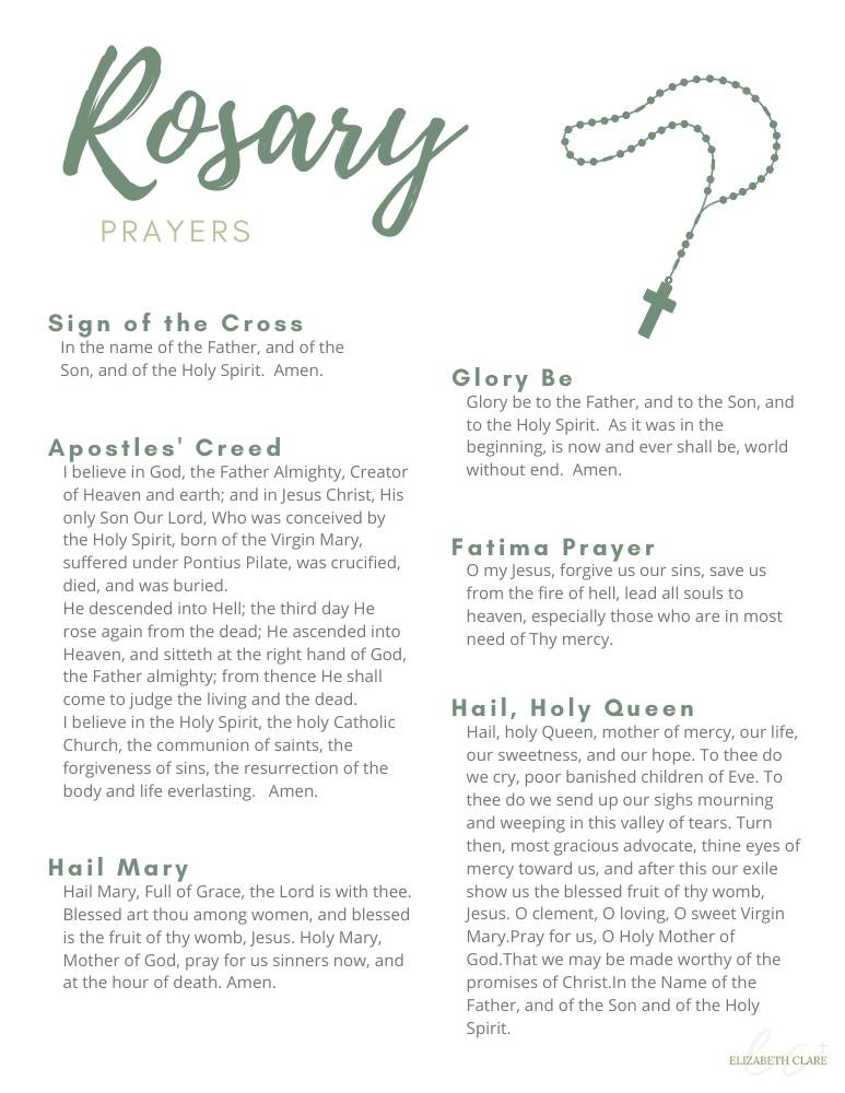 Rosary Prayers Printable Free