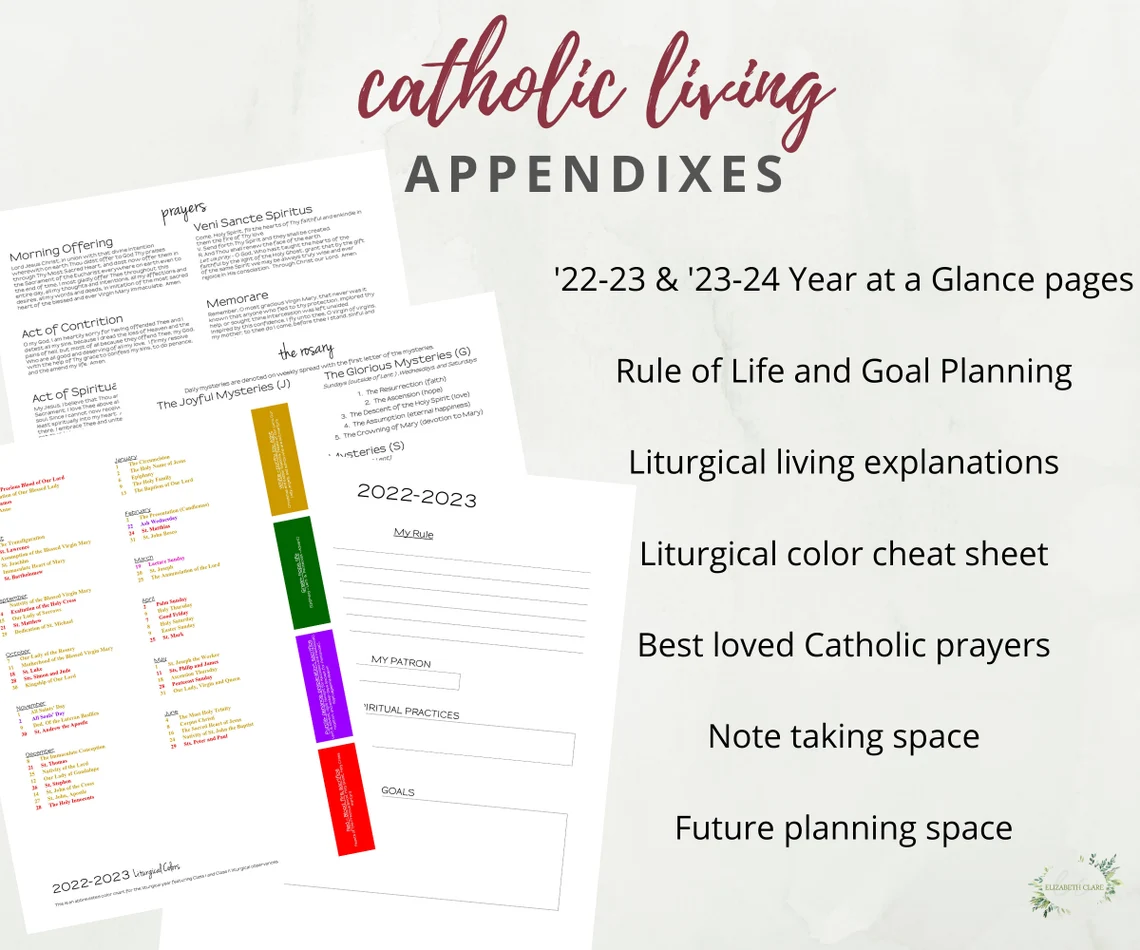 2022-2023 Traditional Catholic Planner Pdf Printable: Tlm - Elizabeth Clare